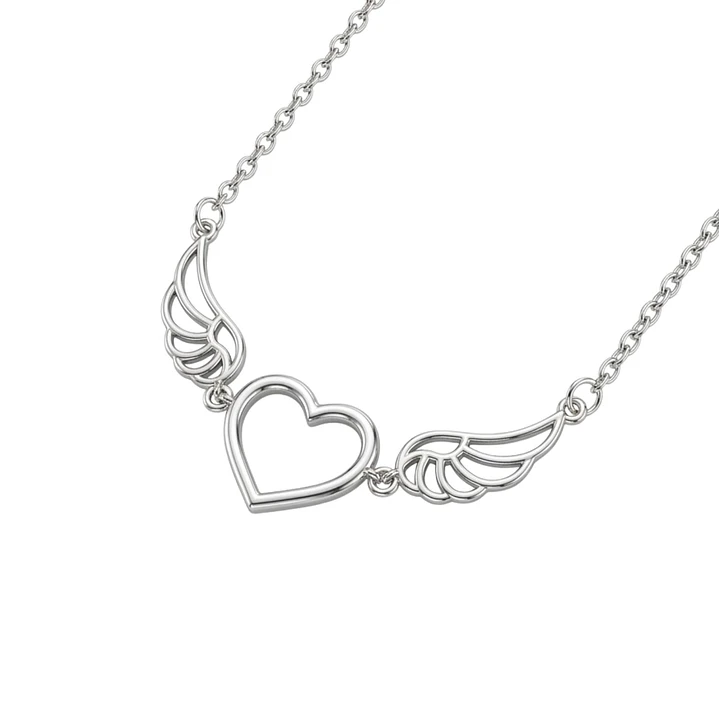 Collar Oro Blanco 18kt Corazon Alas 2
