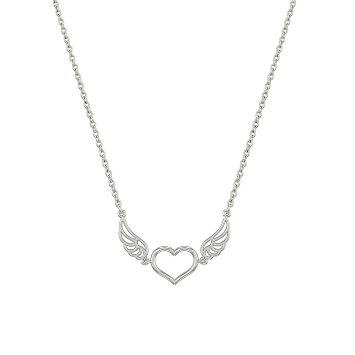 Collar Oro Blanco 18kt Corazon Alas 3