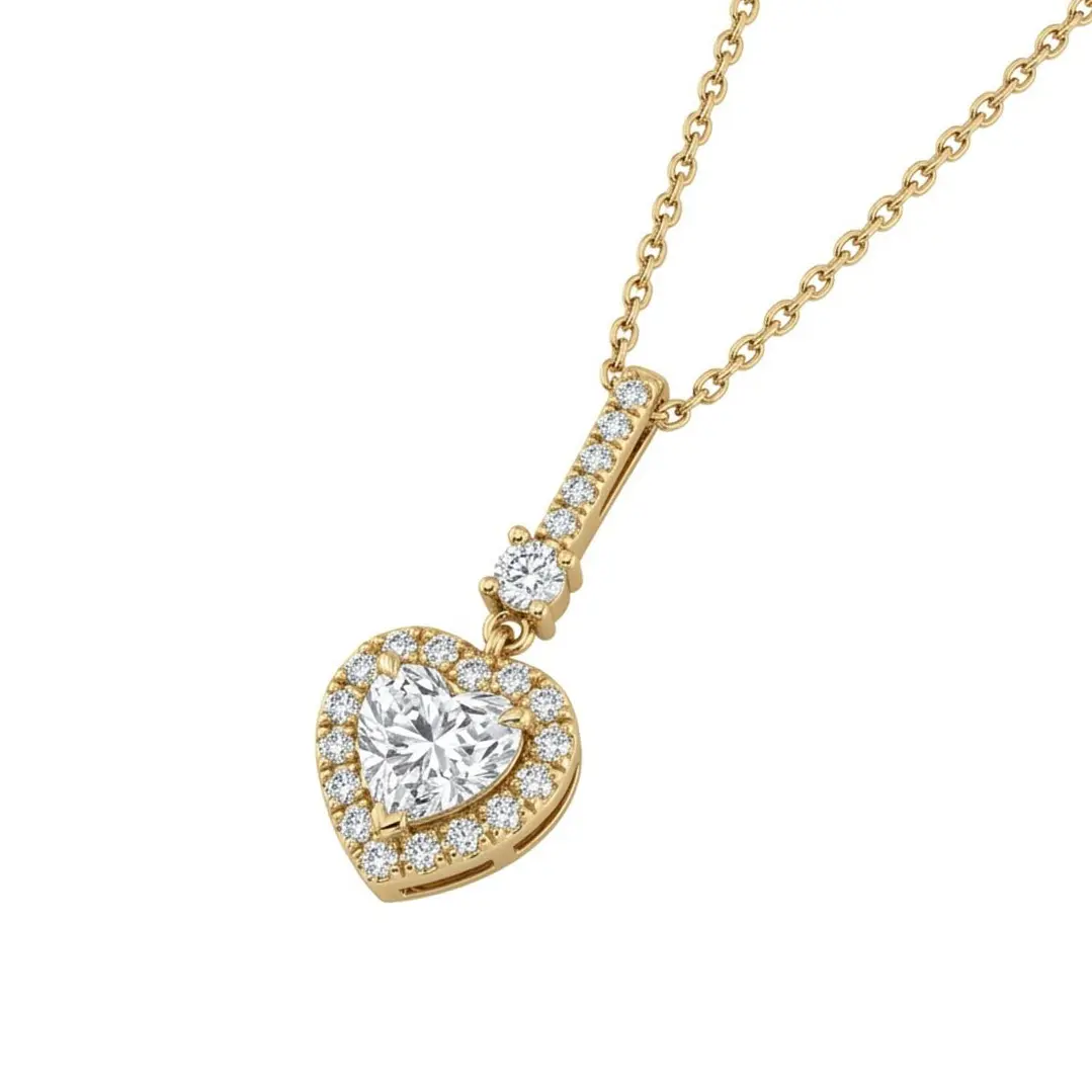 Collar  Oro 18kt Corazon Colgante Circon 2
