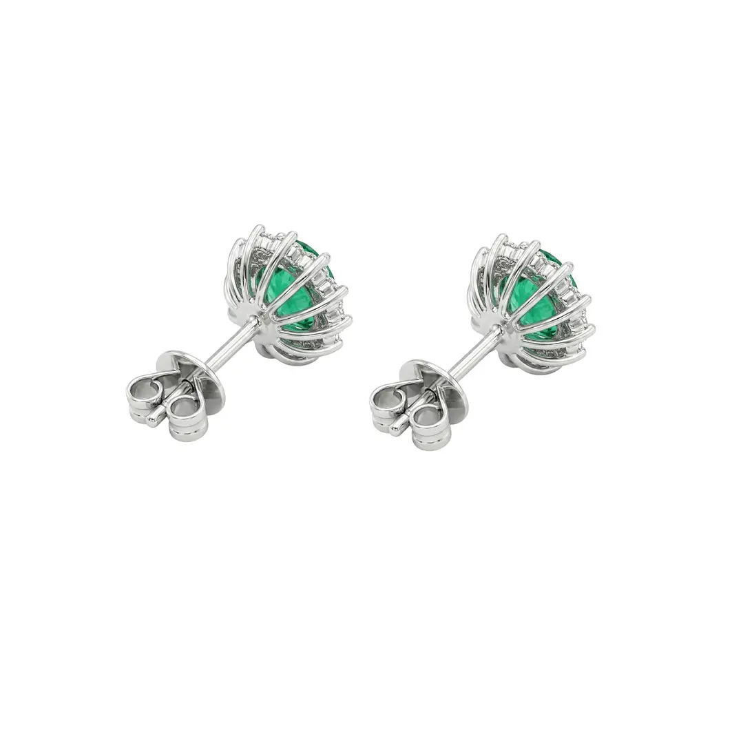 Aros Oro Blanco 18Kt Diamantes 41Pts Esmeralda Central 2