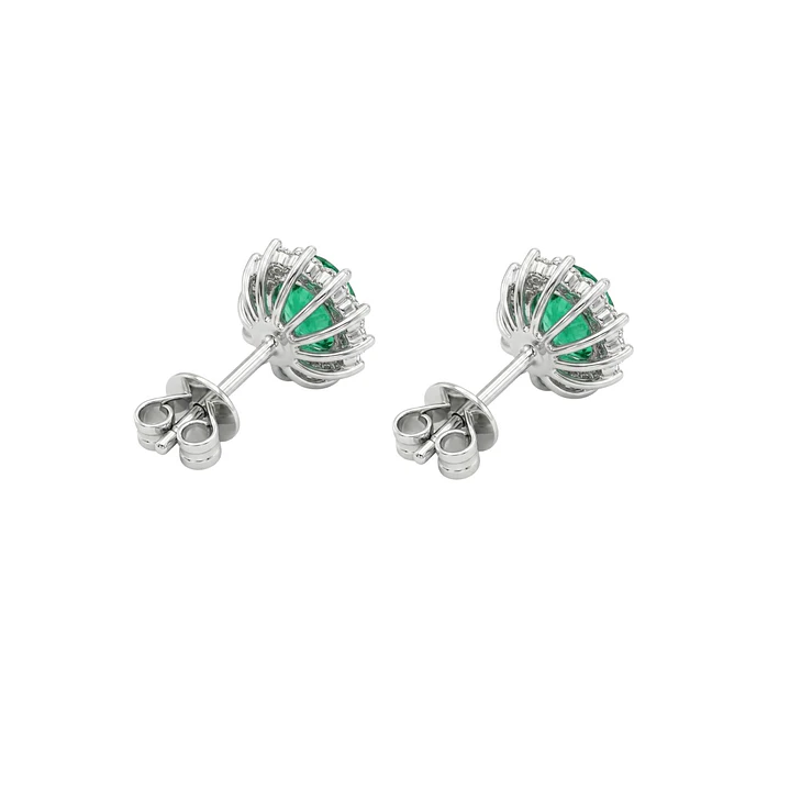 Aros Oro Blanco 18Kt Diamantes 41Pts Esmeralda Central 2