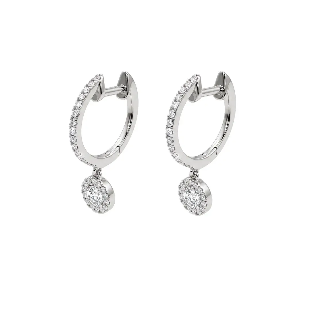 Aros Oro Blanco 18Kt Argollas Colgantes Diamantes 38Pts 1