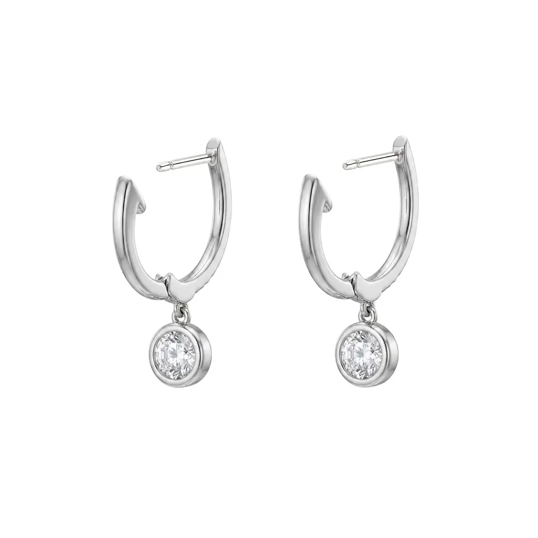 Aros Oro Blanco 18Kt Argollas Colgantes Diamantes 38Pts 2