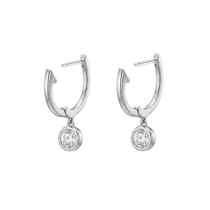 Aros Oro Blanco 18Kt Argollas Colgantes Diamantes 38Pts 2