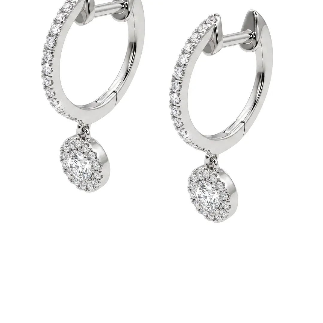 Aros Oro Blanco 18Kt Argollas Colgantes Diamantes 38Pts 3