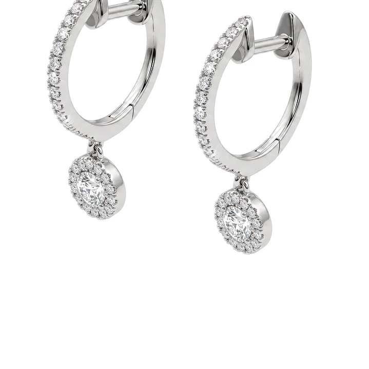 Aros Oro Blanco 18Kt Argollas Colgantes Diamantes 38Pts 3
