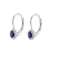 Aros  Oro 18kt Colgantes  Diamantes 9Pts con Zafiro