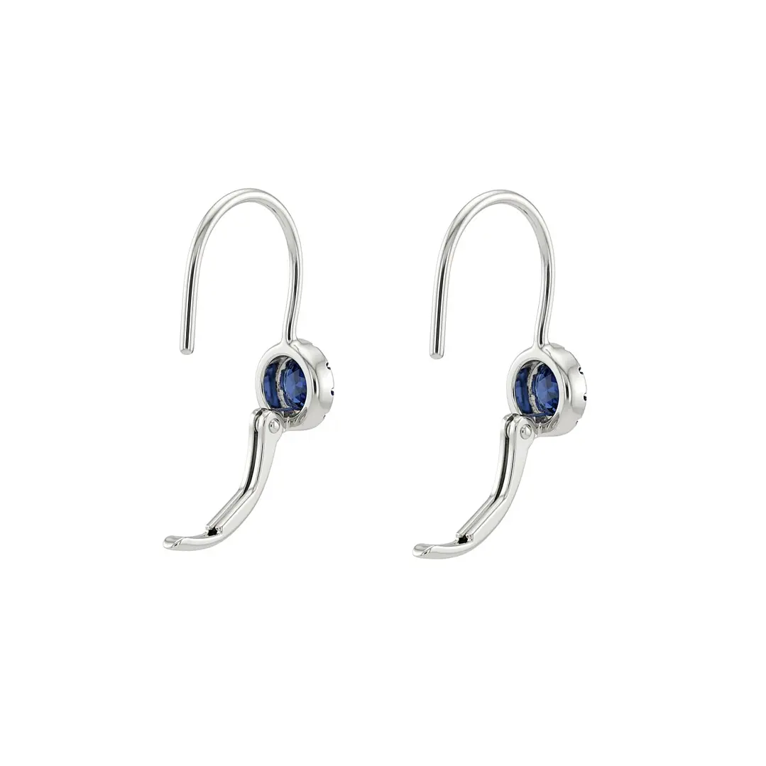 Aros  Oro 18kt Colgantes  Diamantes 9Pts con Zafiro 2