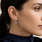 Aros  Oro 18kt Colgantes  Diamantes 9Pts con Zafiro - Miniatura 4