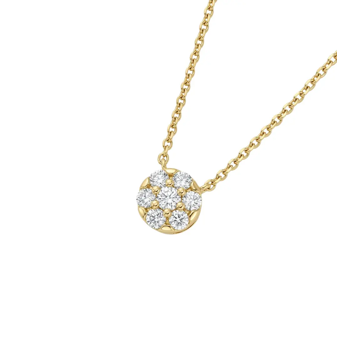 Collar  Oro  18kt  Flor Colgante Circon 2