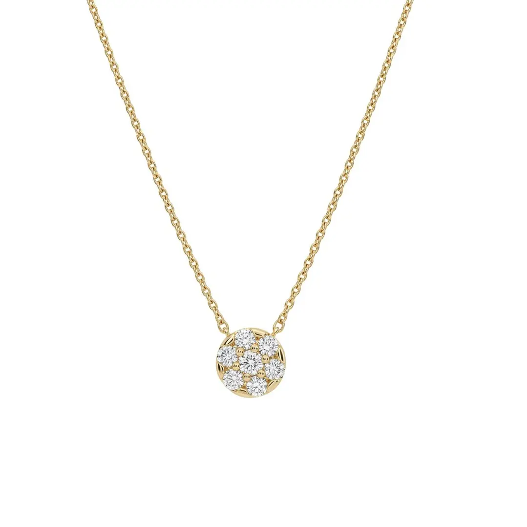 Collar  Oro  18kt  Flor Colgante Circon 3