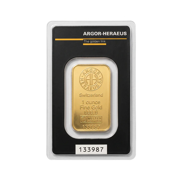 Lingote de Oro Fino 24K Argor-Heraeus 1 Onza Troy 1
