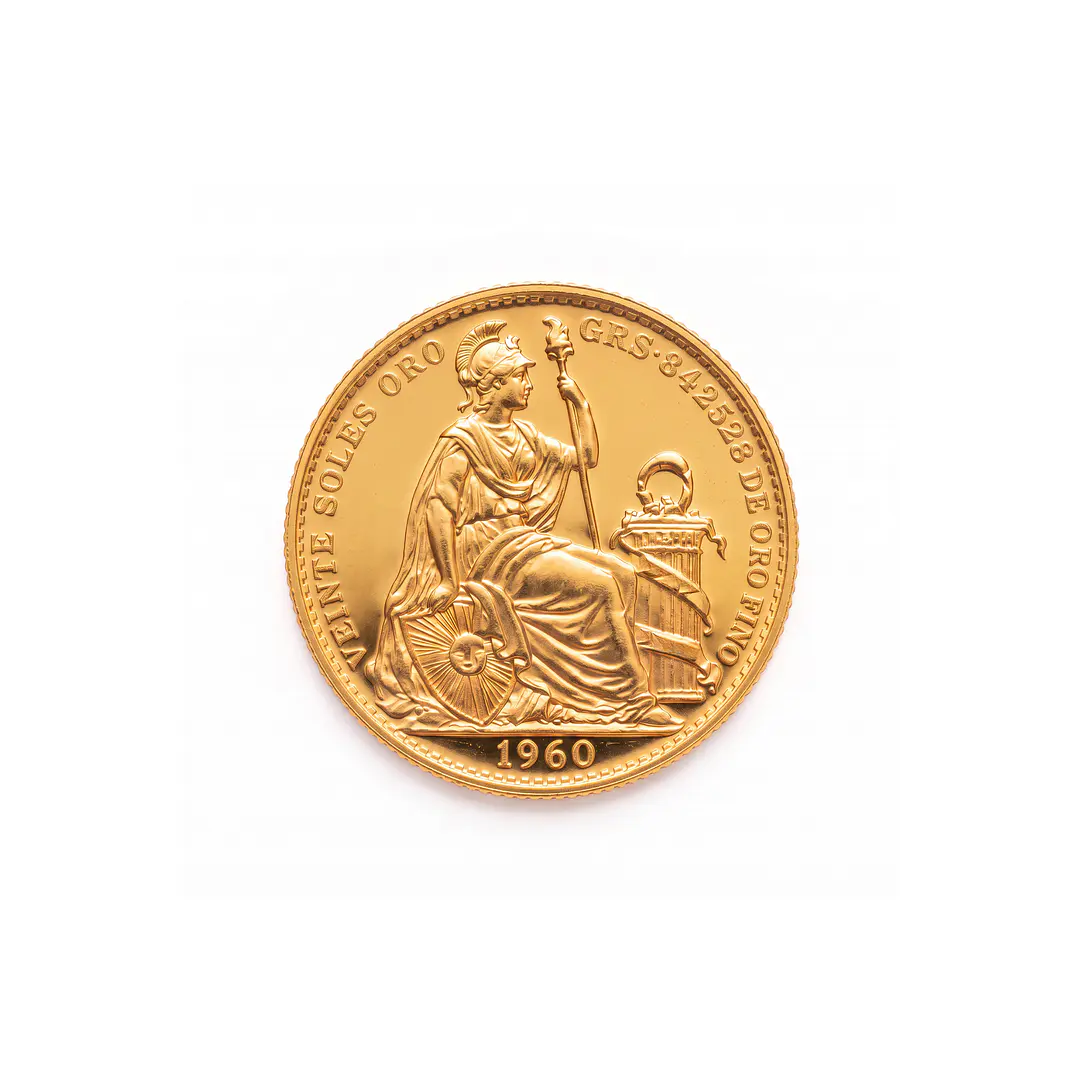Moneda de Oro 20 Soles de Perú 1960 1