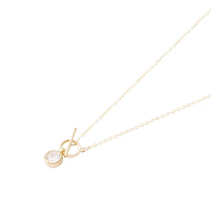 Collar de Plata Esterlina 925 Circulo Circón Revestido en Oro 18kt