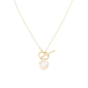 Collar de Plata Esterlina 925 Circulo Circón Revestido en Oro 18kt