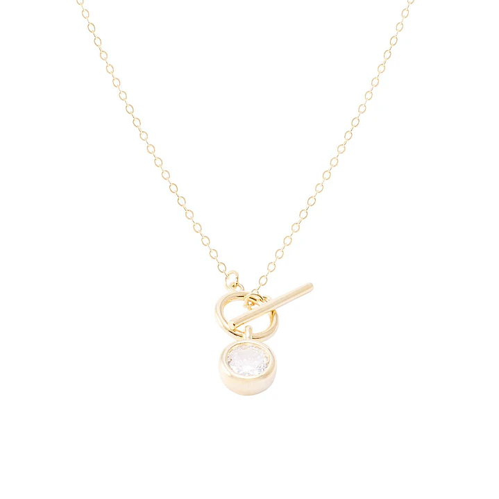 Collar de Plata Esterlina 925 Circulo Circón Revestido en Oro 18kt 2