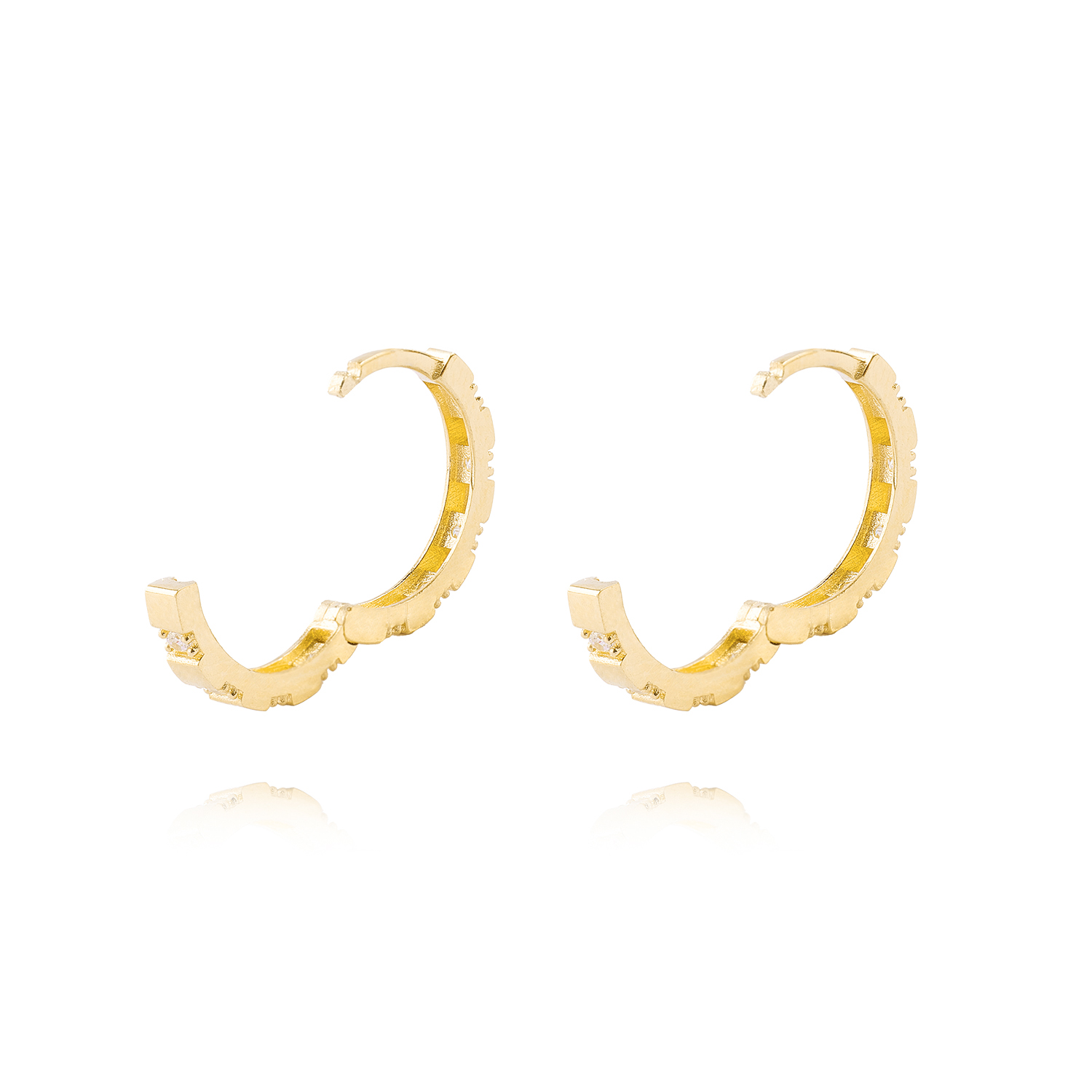 Aros de Oro 18kt Argollas Circon 12 mm 9330 3