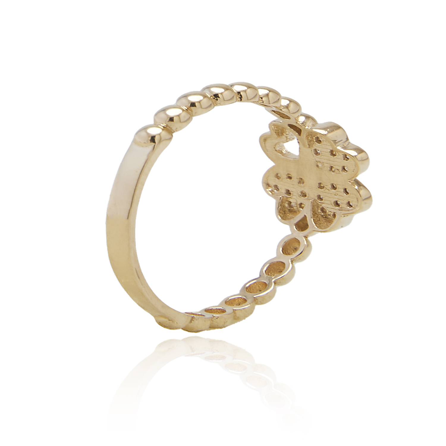 Anillo de Oro 18kt Trébol Circón 2