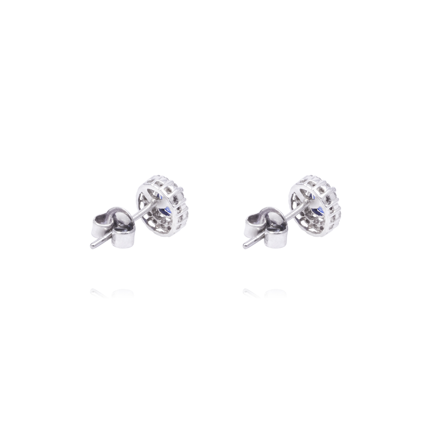 Aros Oro Blanco 18kt Diamantes 30 Pts y Zafiro 1,34 Qlts 3