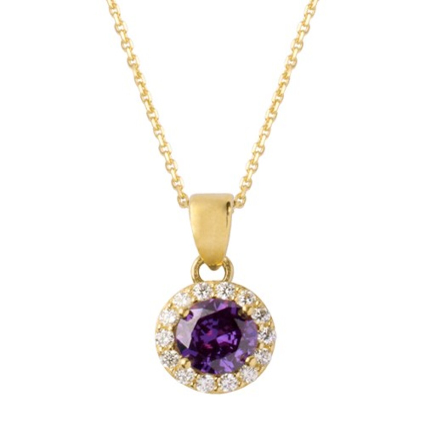 Colgante de Oro 18kt Circulo Piedra Amatista 3