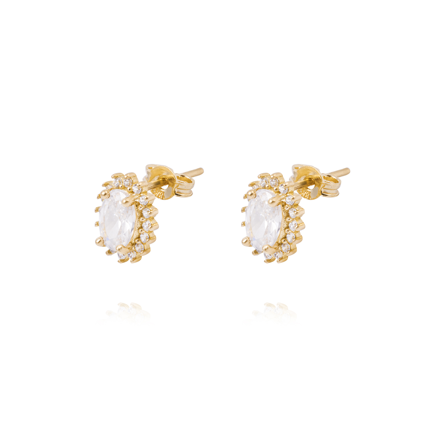 Aros de Oro 18kt Circonita 6MM Oval 1