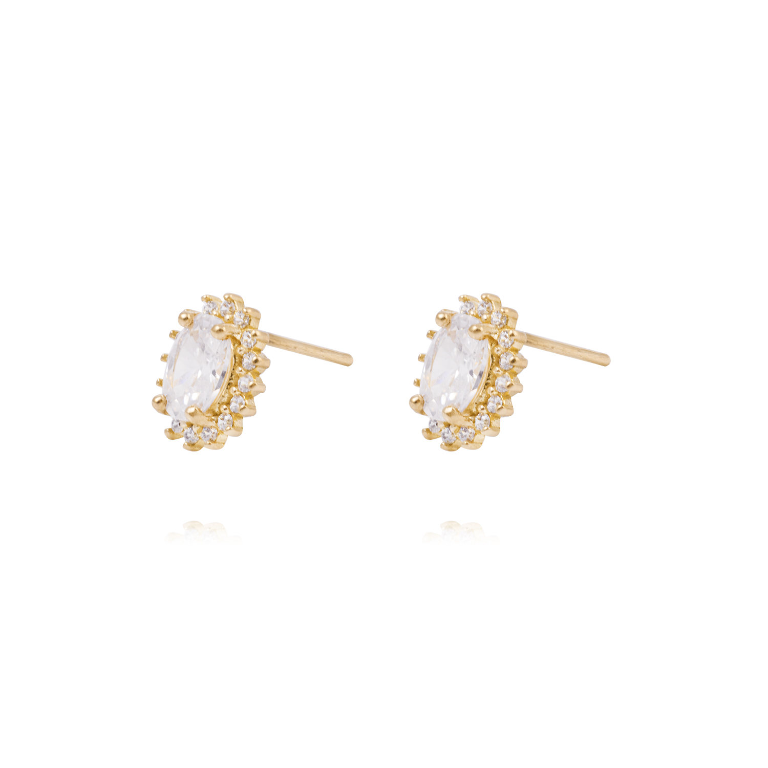 Aros de Oro 18kt Circonita 6MM Oval 2