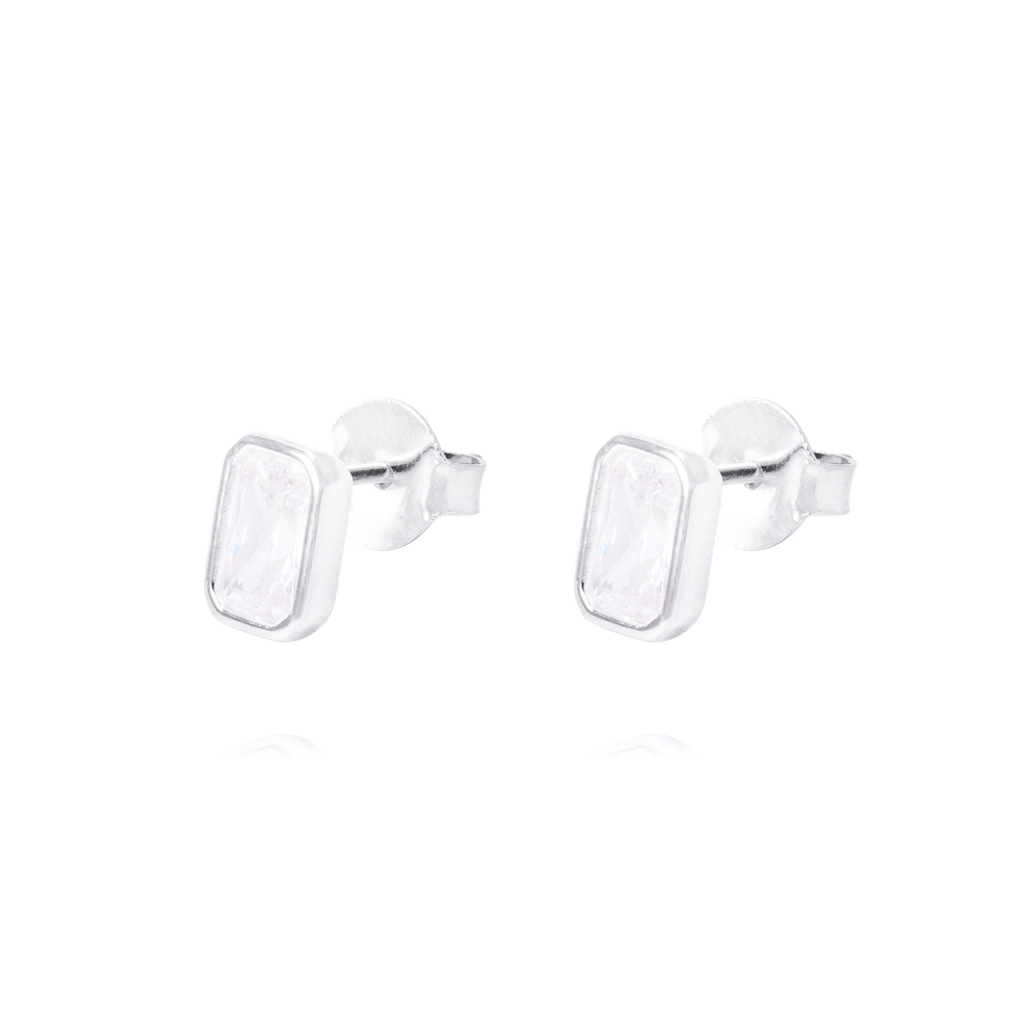 Aros de Plata Esterlina Rectangular Con Circonita 1