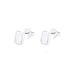 Aros de Plata Esterlina Rectangular Con Circonita