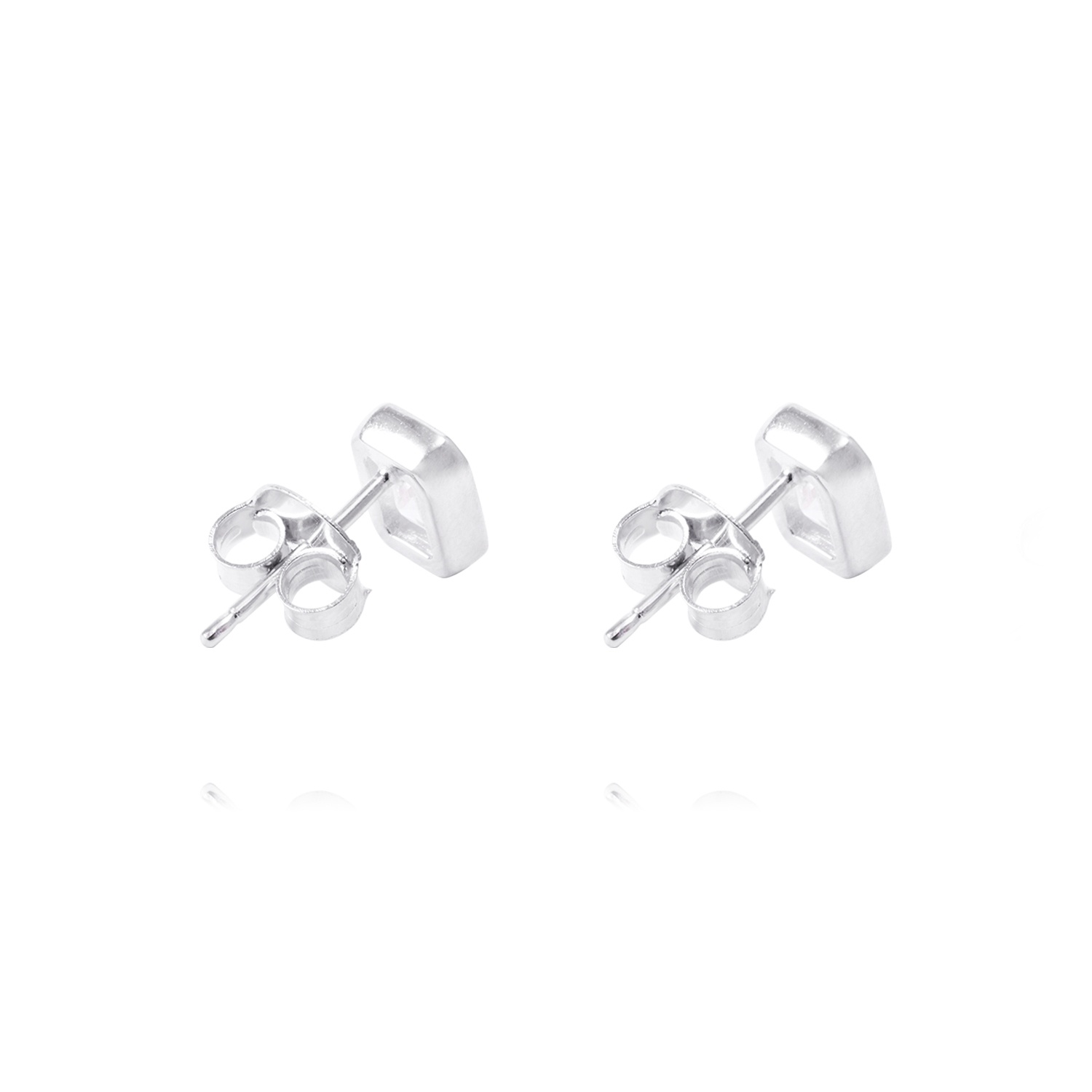Aros de Plata Esterlina Rectangular Con Circonita 3