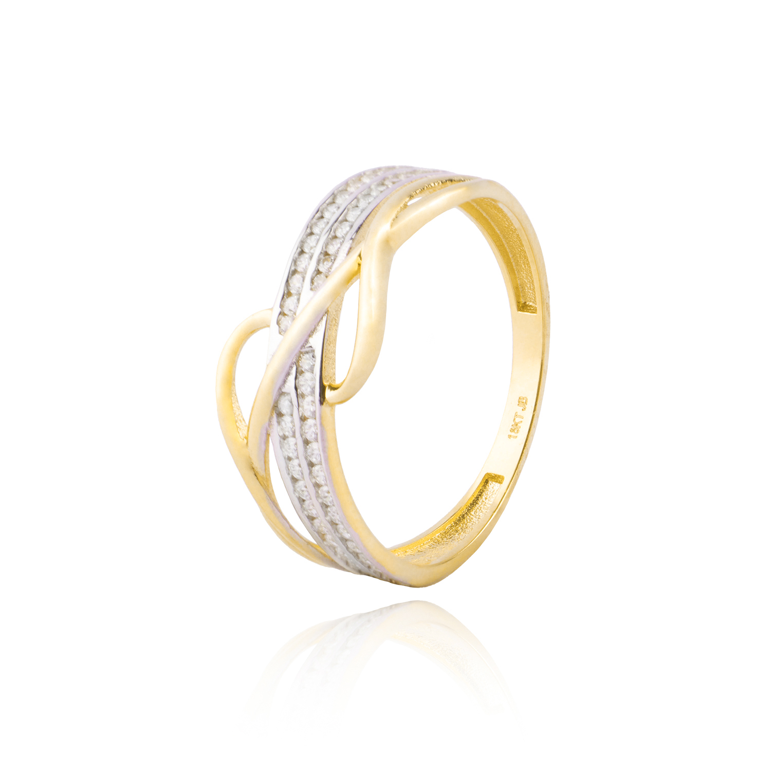 Anillos de Oro 18kt Modelo Entrelazado con Circón 1
