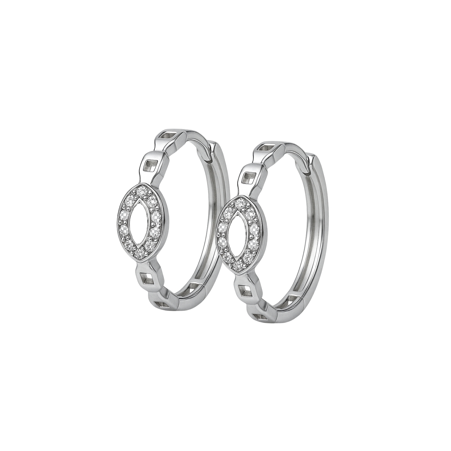 Aros de Plata Esterlina 925 Argollas Cadena con Circonita 1