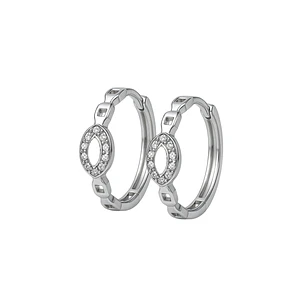 Aros de Plata Esterlina 925 Argollas Cadena con Circonita