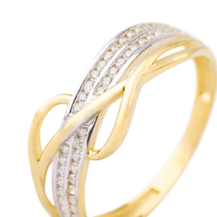 Anillos de Oro 18kt Modelo Entrelazado con Circón