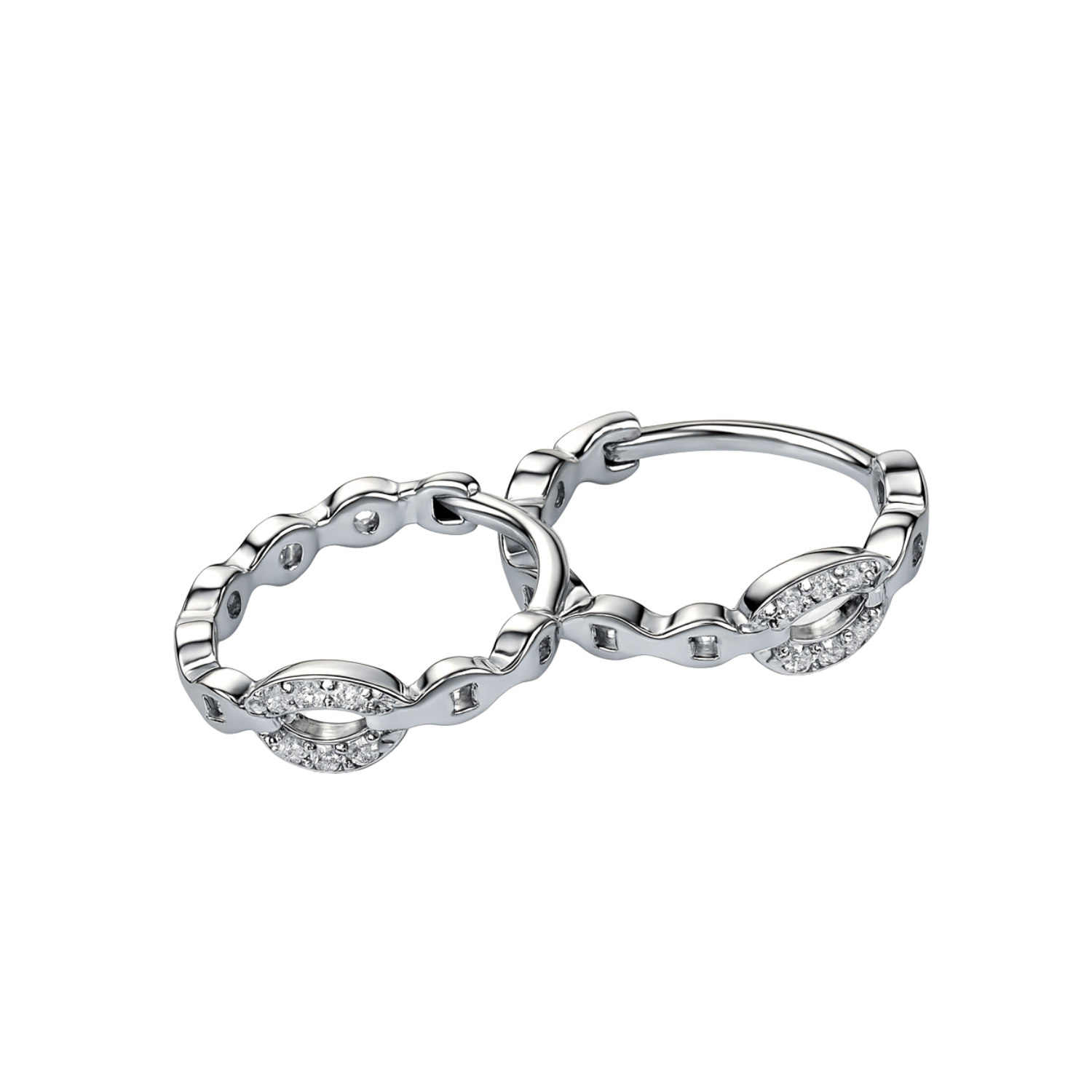 Aros de Plata Esterlina 925 Argollas Cadena con Circonita 2