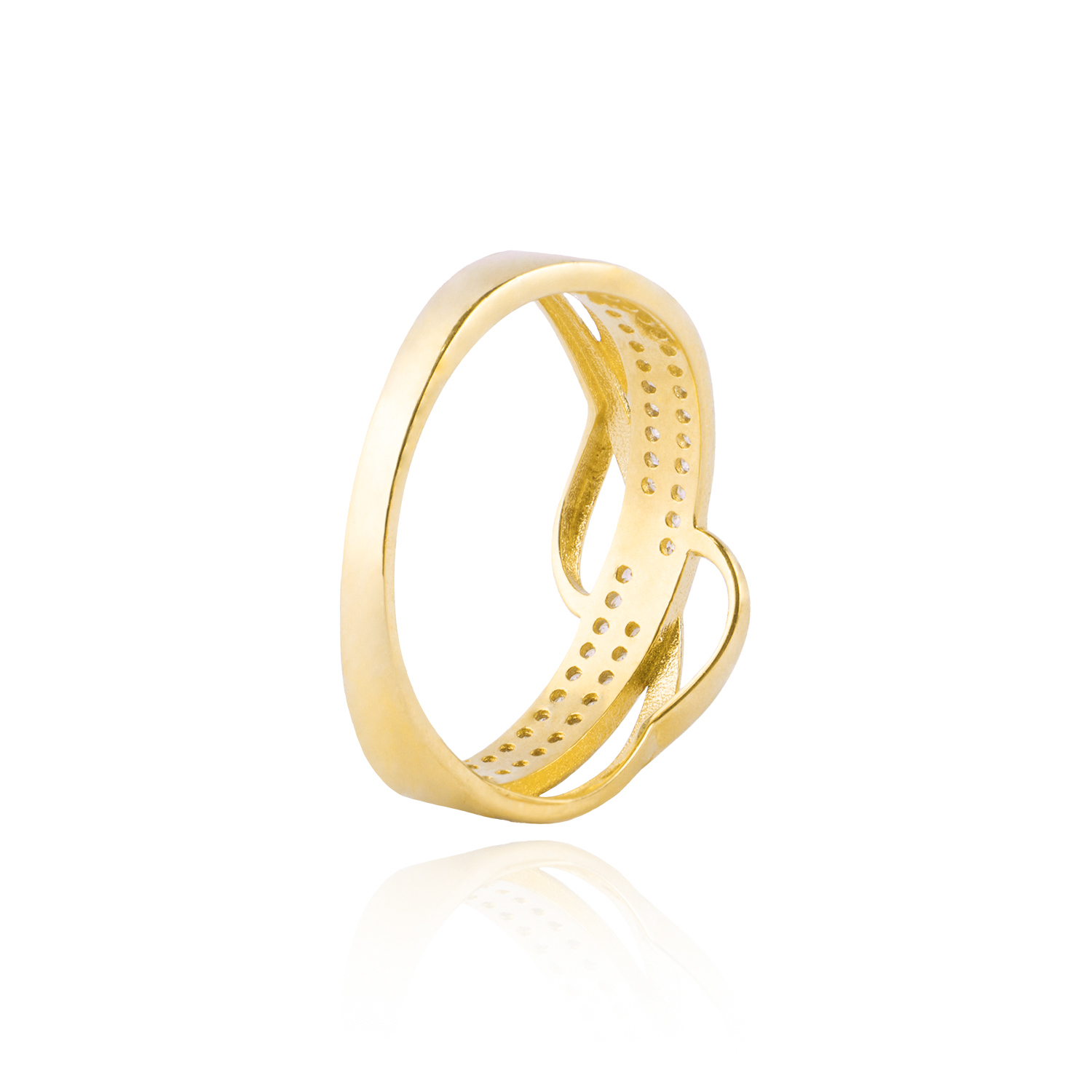 Anillos de Oro 18kt Modelo Entrelazado con Circón 3