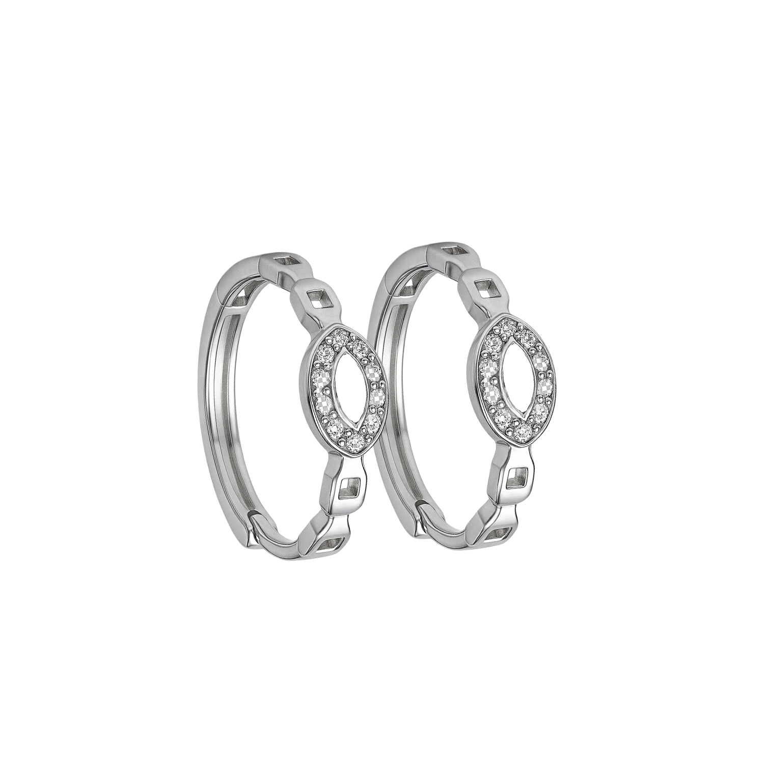 Aros de Plata Esterlina 925 Argollas Cadena con Circonita 3