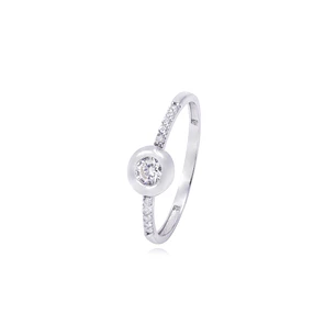 Anillo Compromiso de Oro de 18kt Solitario blanco redondo