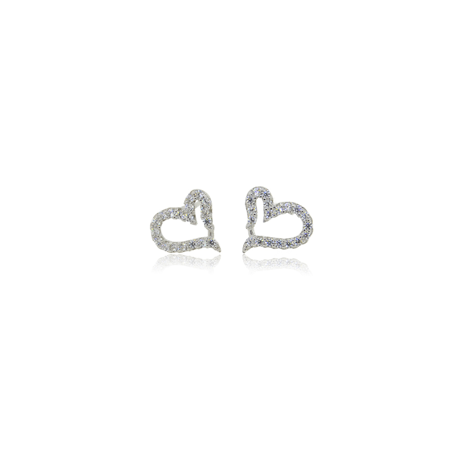 Aros de Plata Esterlina 925 Corazón Circonitas 3