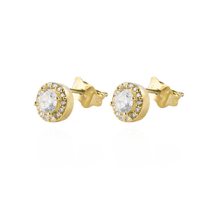 Aros de Oro 18kt Boton Circon