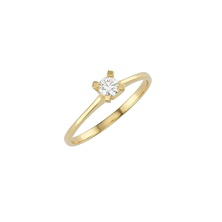 Anillo Oro Miel 18kt Solitario Esbelto 3