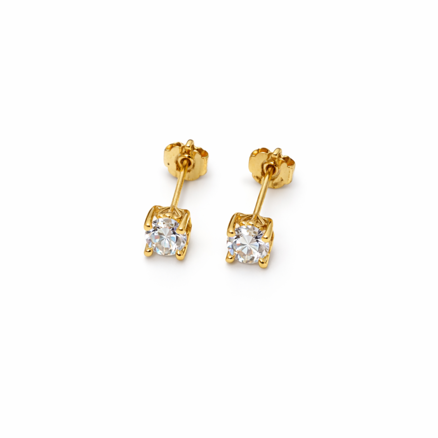 Aros Oro Amarillo 18kt Circonita Central 4MM 2