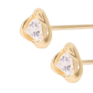 Aros de Plata Esterlina Triangulo con Circonita Revestido en Oro 18kt