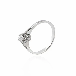 Anillo Compromiso Oro Blanco 18kt Diamantes 20 Pts
