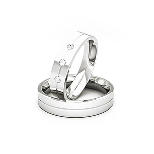 Par Argollas Matrimonio de Platino Gio con Diamante 3x2Pts 4,0mm