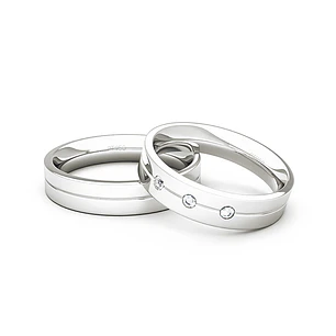 Par Argollas Matrimonio de Platino Gio con Diamante 3x2Pts 4,0mm