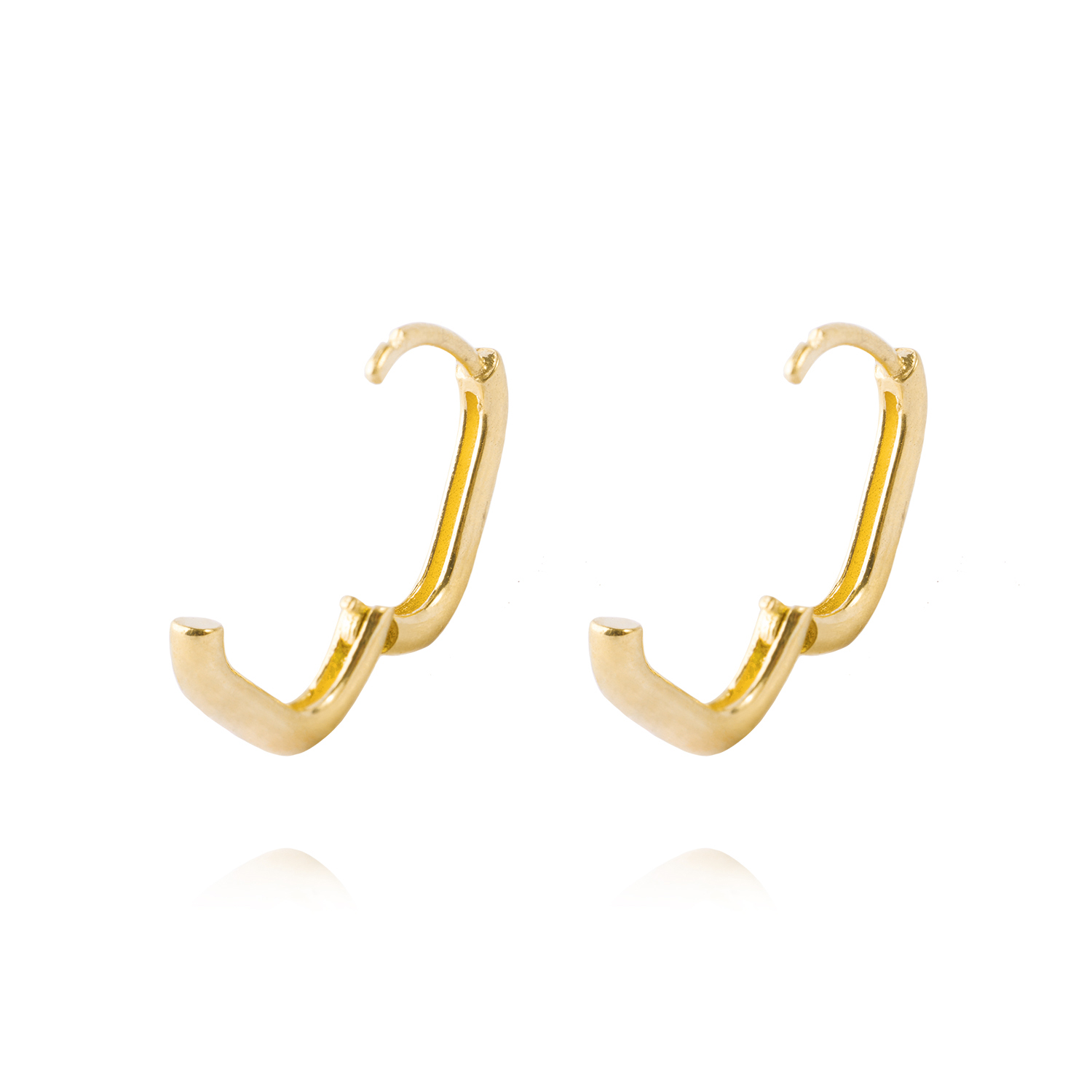 Aros de Oro 18kt Modelo Argollas Cuadradas 3
