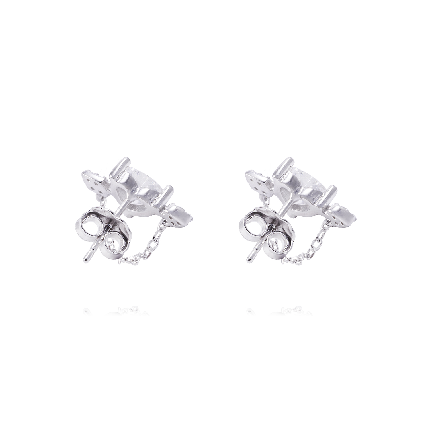 Aros de Plata Esterlina Corazón Circonita mas Cadena 3