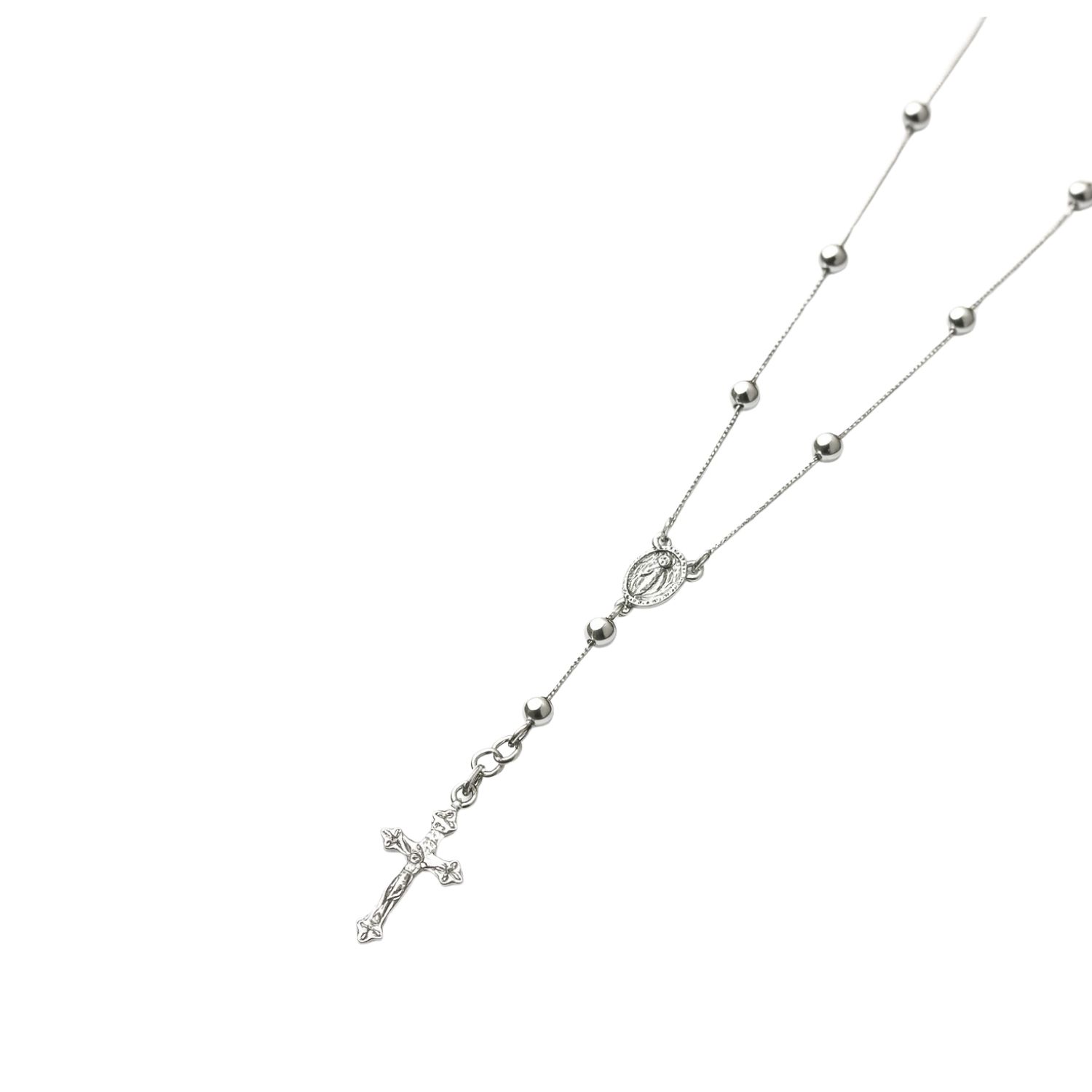Collar Oro Blanco 18kt Rosario 1