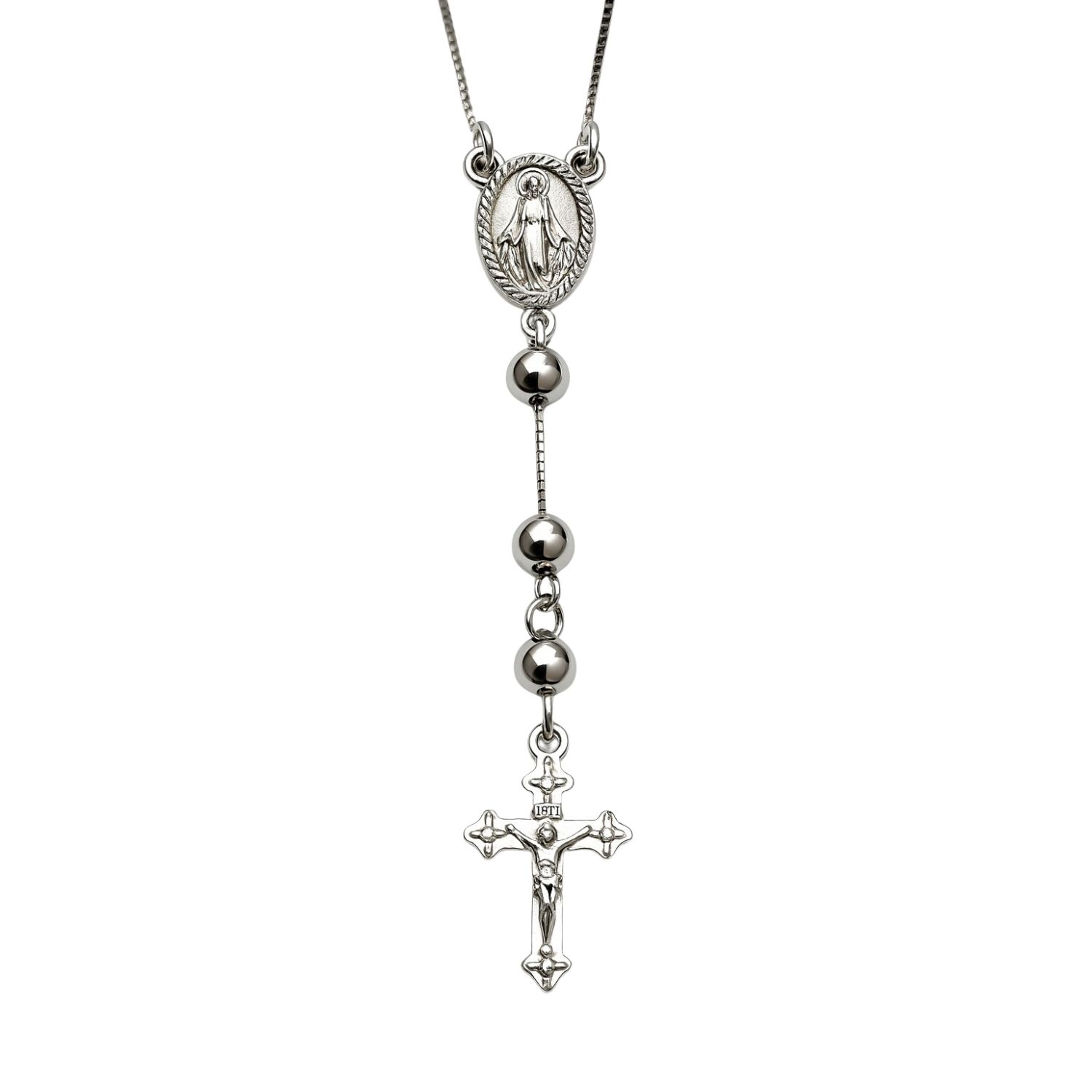 Collar Oro Blanco 18kt Rosario 2