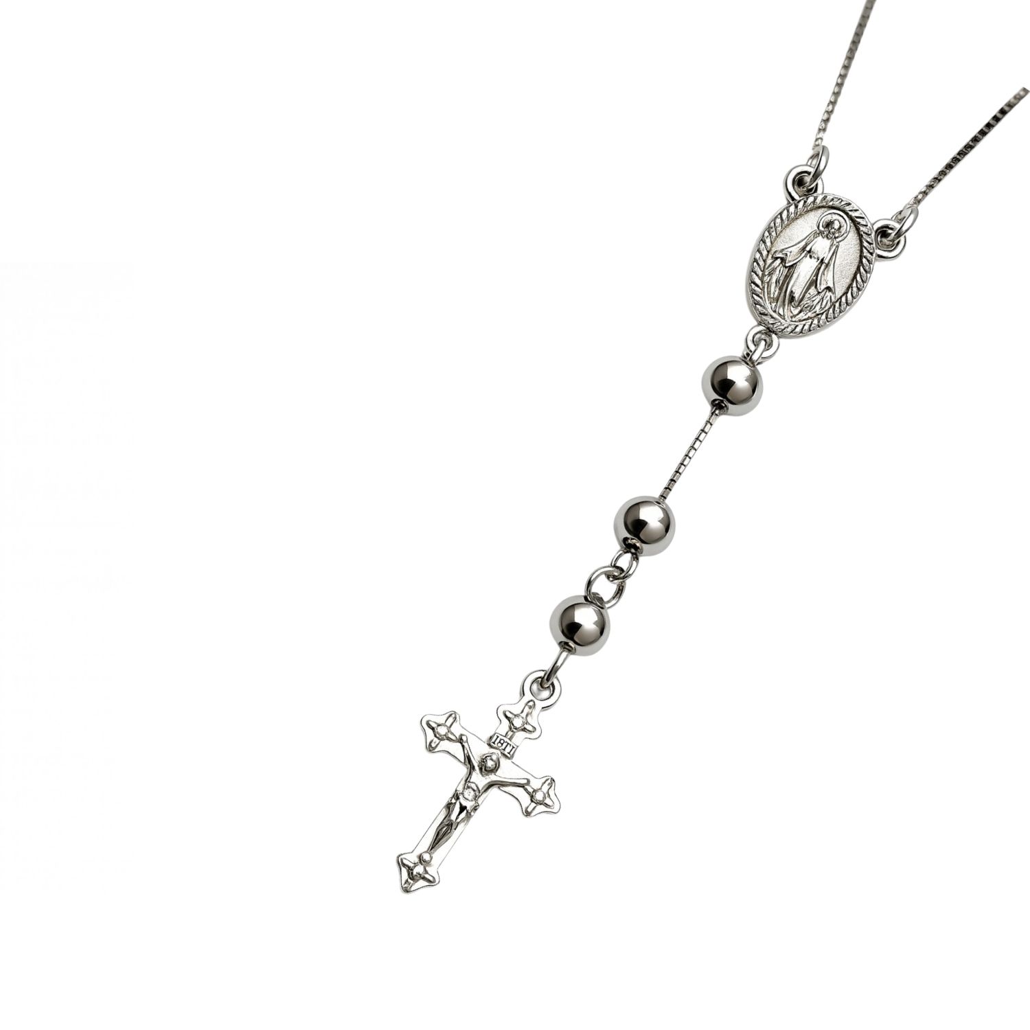 Collar Oro Blanco 18kt Rosario 4